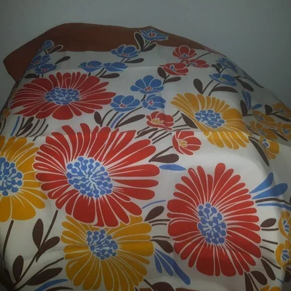 VTG WISTEL T Made in ITALY texturized polyester SQUARE scarf Big FLOWERS FLORAL - Picture 2 of 9